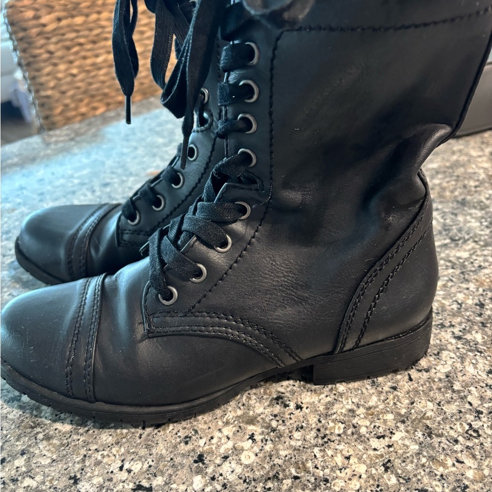 Black Lace-Up Combat Boots
